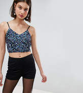 Thumbnail for your product : Lace & Beads Iridescent Embellished Cami Cropped Top