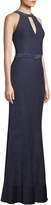 Thumbnail for your product : St. John Halter-Neck Sleeveless Luxe Ottoman Knit Evening Gown w/ Sequins