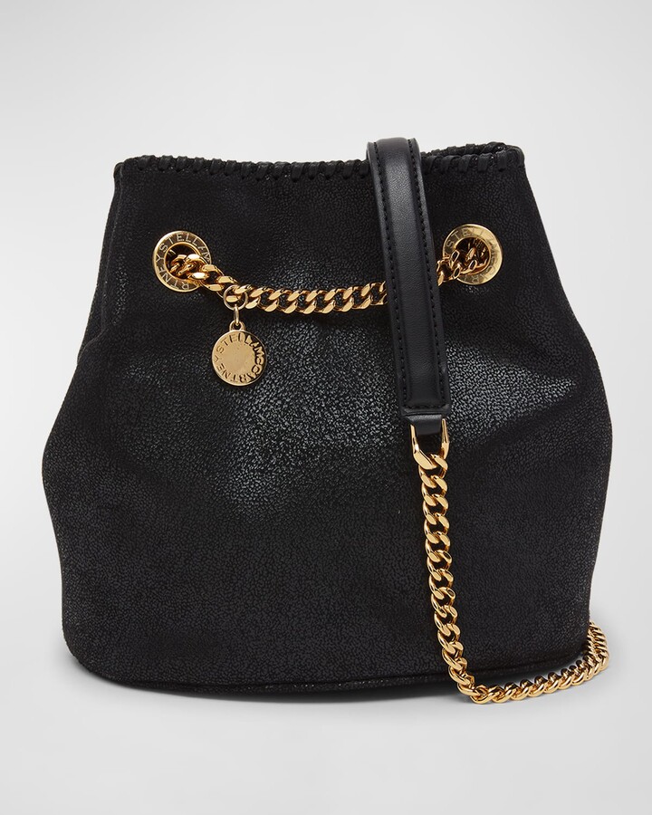 Women's Puffy Small Leather Shoulder Bag Cloud Bucket Pouch Gold Chain, SteelBlue