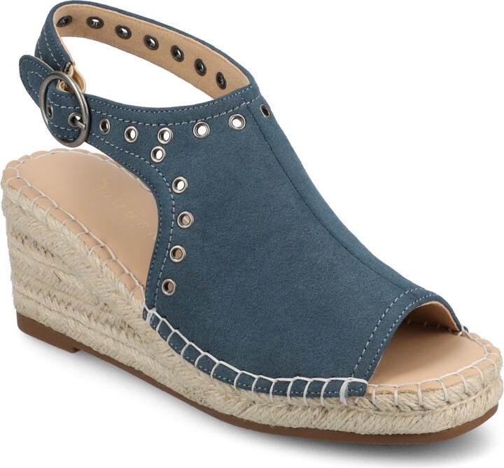 Peep Toe Wedge Women's Navy Blue Wedge Shoes Navy Peep Toe - Main Image