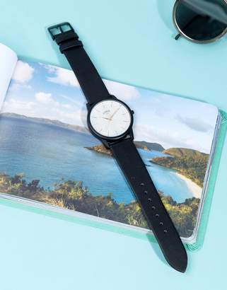 Limit Black Faux Leather Watch With Wave Dial Exclusive To ASOS