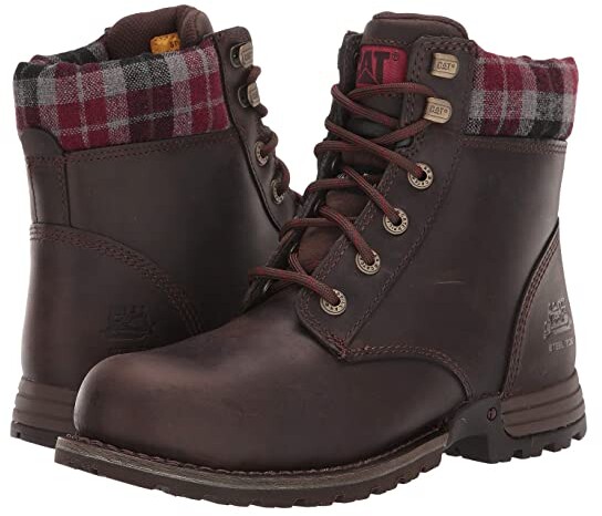 LADIES CATERPILLAR LEATHER BOOT IN CHOCOLATE STYLE BRUISER SCRUNCH
