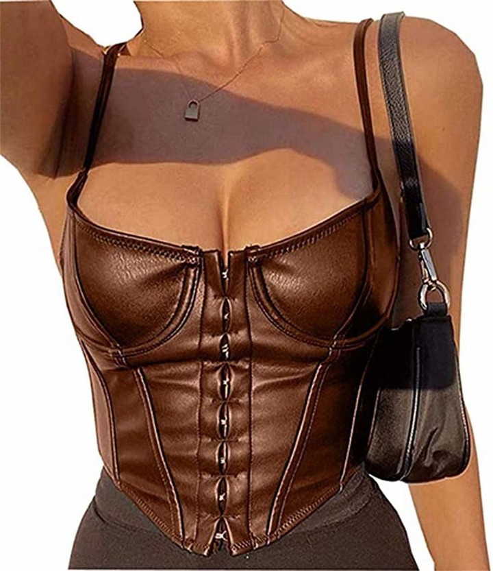 Women S Sexy Brown Leather Vest