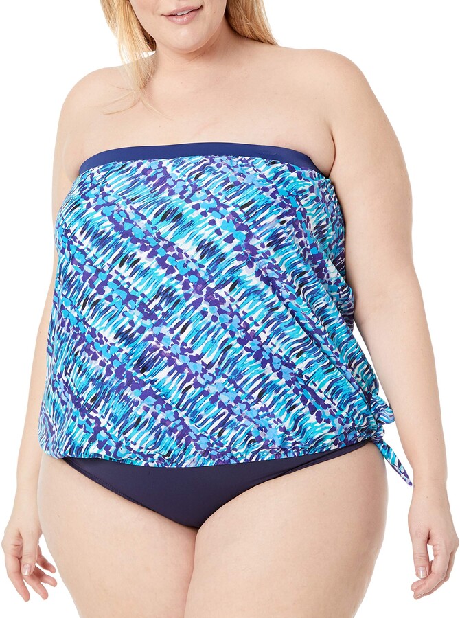 Maxine Of Hollywood Womens Plus-Size Diamond Kisses Bandeau One Piece Swimsuit