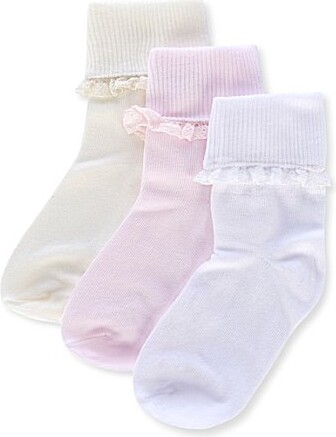 Edgehill Collection Baby Girls Crochet Lace 3-Pack Socks