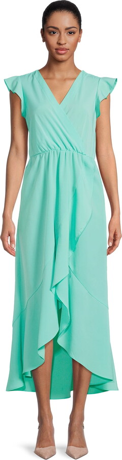 Nine.Eight Women’s Flutter Sleeve Faux Wrap Maxi Dress