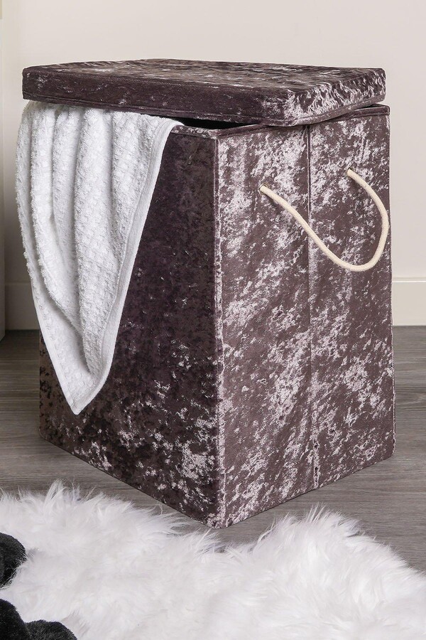 OHS Laundry Bag Crushed Velvet Foldable Compact Clothing Storage Basket
