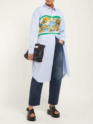 Junya Watanabe Bustier Cotton-poplin Shirtdress - Womens - Blue Multi