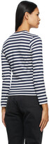 Thumbnail for your product : Comme des Garçons PLAY Play Navy & White Striped Heart Patch Long Sleeve T-Shirt