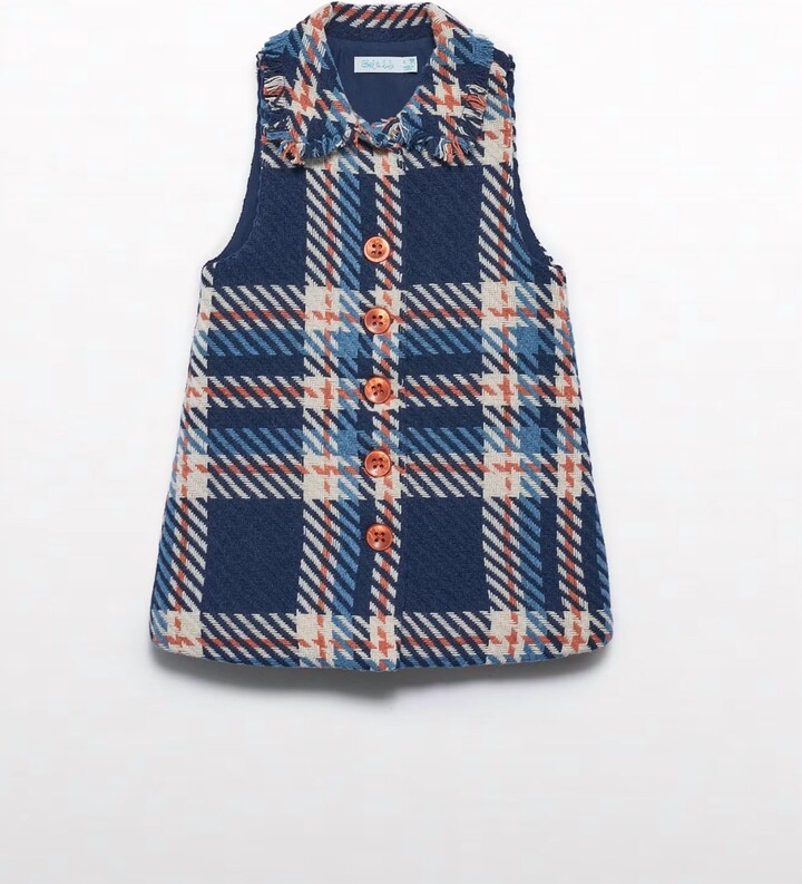 Abel & Lula Girl's Check Pinafore Dress In Multi