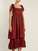 Thumbnail for your product : Three Graces London Marianne Sleeveless Linen Midi Dress - Womens - Burgundy