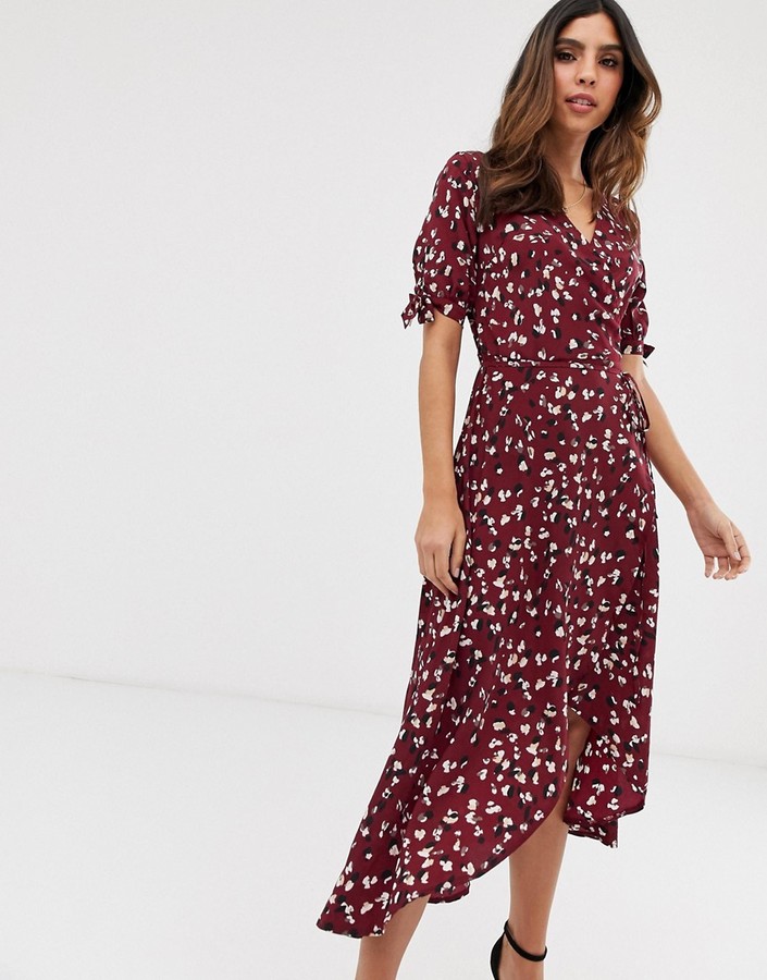 ax paris floral satin wrap dress