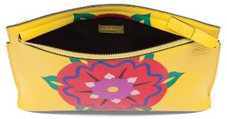 Loewe Floral Marquetry Calfskin Leather Clutch - Yellow