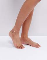 Thumbnail for your product : ASOS Pack of 3 Pearl and Arrow Charm Anklets