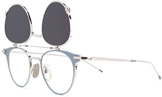 Thom Browne Eyewear Round-Frame Flip-Up Sunglasses