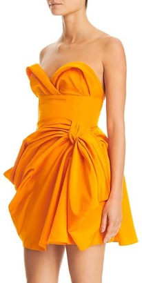 Carolina Herrera Strapless Gathered Silk Mini Dress
