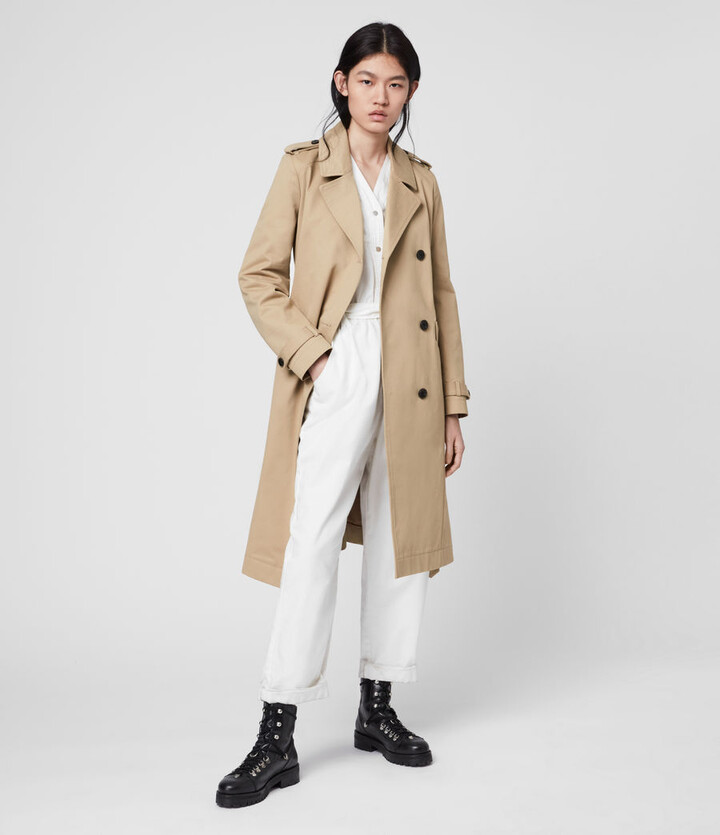 AllSaints Chiara Trench Coat | Size XS | Light Tan - ShopStyle
