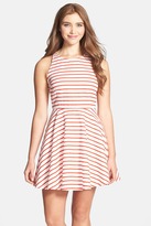 Thumbnail for your product : BB Dakota Back Cutout Stripe Cotton Sateen Fit & Flare Dress