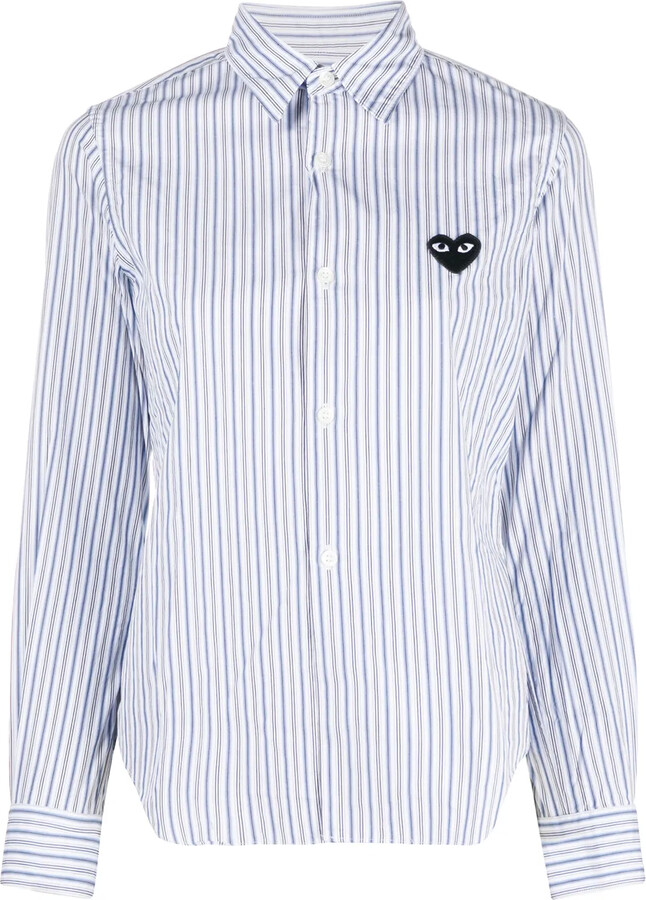 Comme des Garçons PLAY Heart-Patch Striped Shirt