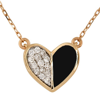Adina Reyter Gold & Black Ceramic Pavé Folded Heart Necklace