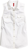Thumbnail for your product : H&M Sleeveless Denim Shirt - White - Ladies