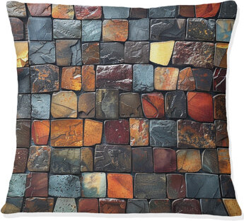 Brown Beige Mosaic Tiles VI - Modern Throw Pillow