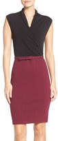 Thumbnail for your product : Leota Women's 'Ellie' Belted Mixed Media Sheath Dress