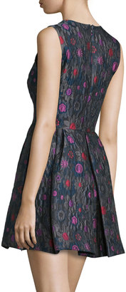 Cynthia Rowley Sleeveless Embroidered Party Dress, Charcoal