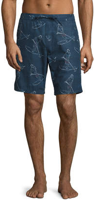 Orlebar Brown Lawrence Paddlin' Print Relaxed-Fit Swim Trunks, Navy