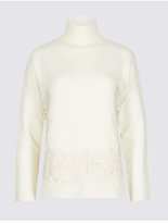 Thumbnail for your product : M&S Collection Lace Detail Turtle Neck Jumper