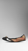 Thumbnail for your product : Burberry Buckle Detail House Check Ballerinas