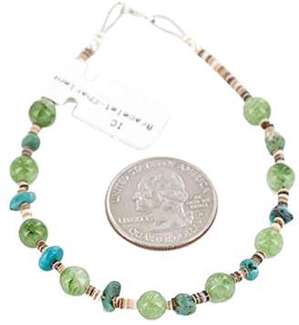 Native-Bay Retail Tag Authentic Made By Charlene Little Navajo Silver Turquoise Green Jade Native American Bracelet