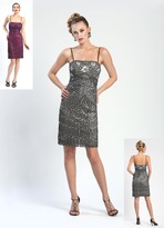 Thumbnail for your product : Sue Wong N4333 Spaghetti Strap Beaded Sheath Cocktail Dress