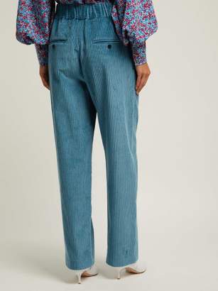 Isabel Marant Meloy High-waisted Corduroy Trousers - Womens - Light Blue