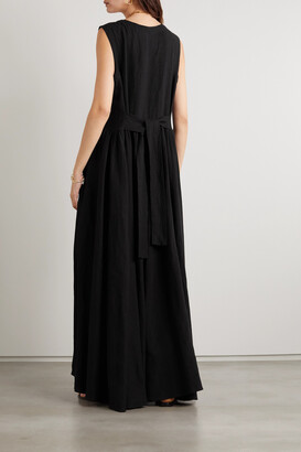 Fil De Vie Althea Tasseled Linen Maxi Dress - Black