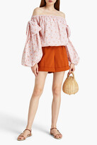 Thumbnail for your product : Caroline Constas Mason off-the-shoulder gathered printed cotton-blend top