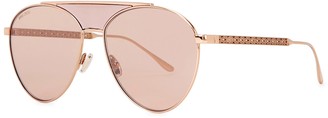 Jimmy Choo Ave Rose Gold-tone Aviator-style Sunglasses