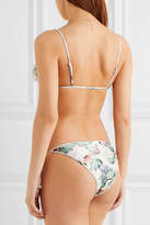 Thumbnail for your product : Zimmermann Jasper Ruffled Tulle-trimmed Printed Triangle Bikini - Light denim