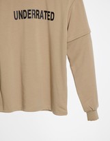 Thumbnail for your product : Noisy May Tall high neck sweat with front print in beige