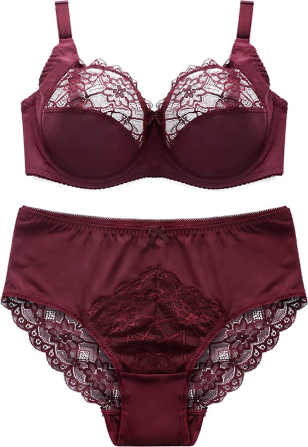 Cocoarm Lace Bra Set Lace Underwear Sets 2pcs Women Lingerie Set with Underwire Bra High Waist