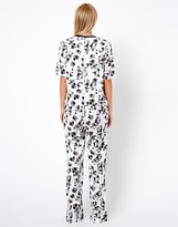 Thumbnail for your product : ASOS Wide Leg Jumpsuit in white leopard print