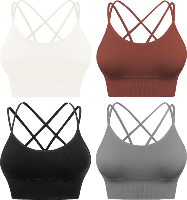 Evercute Cross Back Sport Bras Padded Strappy Criss Cross Cropped Bras for  Yoga Workout Fitness Low Impact - ShopStyle