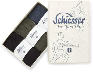 Schiesser Three-Pack Stretch Cotton-Blend Socks