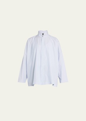 eskandar Wide Longer-Back Shirt With Double Stand Collar (Mid Plus Length)