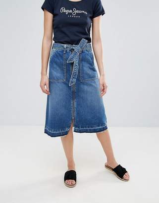 Pepe Jeans Lulu Belted Denim Skirt
