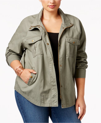 Style&Co. Style & Co Plus Size Cotton Embroidered Utility Jacket, Created for Macy's