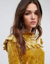 Thumbnail for your product : Blank NYC Velvet High Neck Top With Ruffle Detail