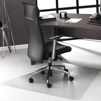 Floortex Ultimat Polycarbonate Corner Workstation Chair Mat for Carpets up to 1/2" - 48" x 60"
