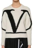 Thumbnail for your product : Valentino VLOGO INTARSIA ALPACA CROPPED SWEATER