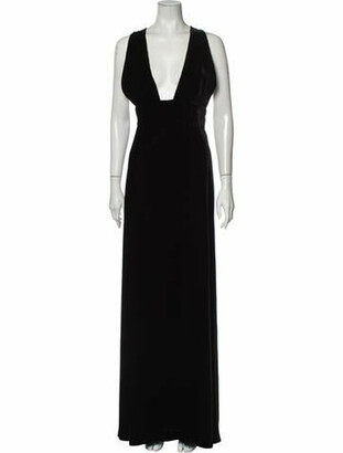 Armani Collezioni V-Neck Long Dress Black